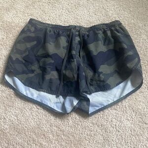 Camo print shorts, no pockets